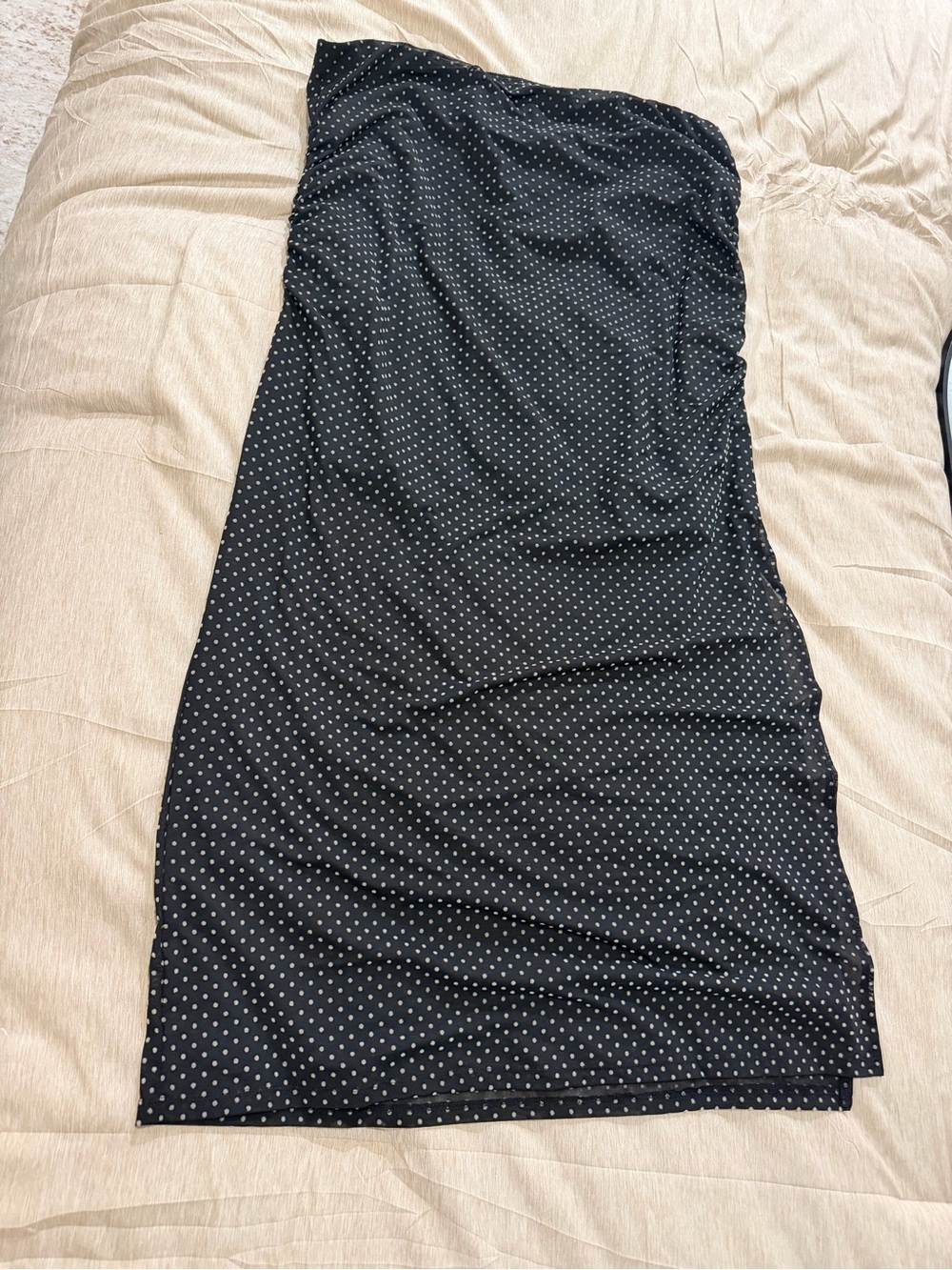 Maeve Black Midi Skirt with White Polka Dots
